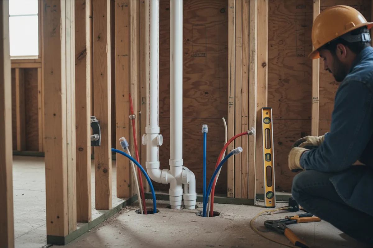 Drain and supply rough-in during Leak Detection in Hennepin